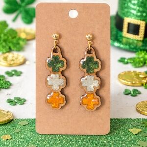 Handmade Resin Irish Shamrock Earrings